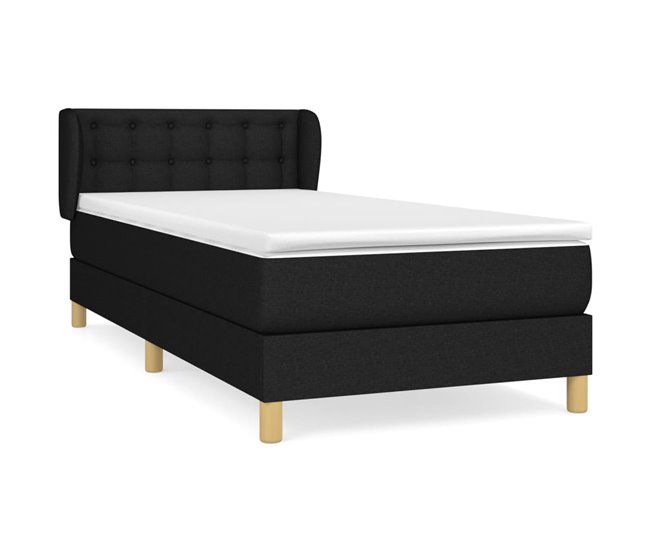 Conforama Cama box spring con colchón tela negro 90x190 cm Botones