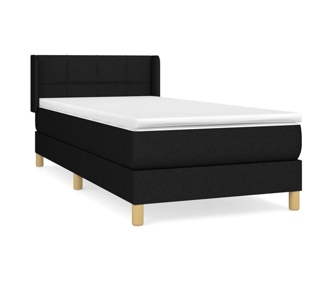 Conforama Cama box spring con colchón tela negro 90x190 cm Bloques con cuadros