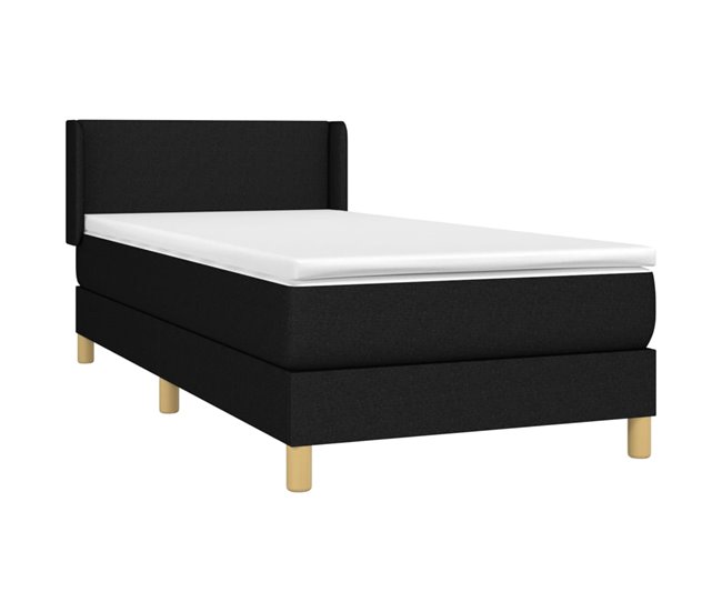 Conforama Cama Box Spring Con Colchón Tela Negro 90x190 Cm Diseño Plano