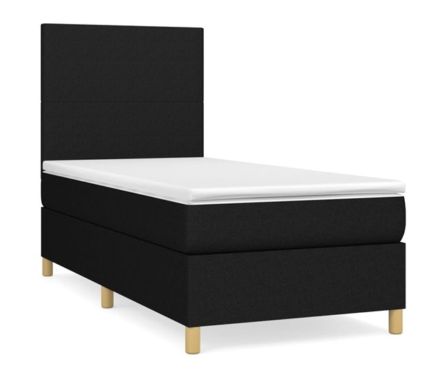 Conforama Cama box spring con colchón tela negro 90x190 cm Diseño plano