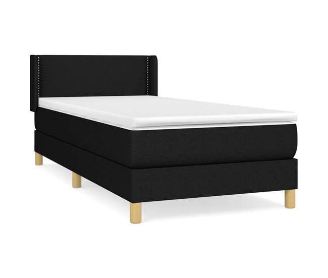 Conforama Cama box spring con colchón tela negro 90x190 cm Liso con clavos
