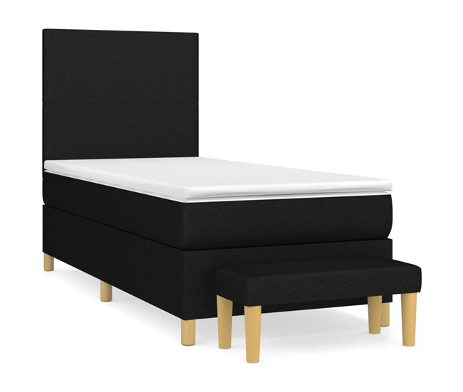 Conforama Cama box spring con colchón tela negro 90x200 cm Diseño plano