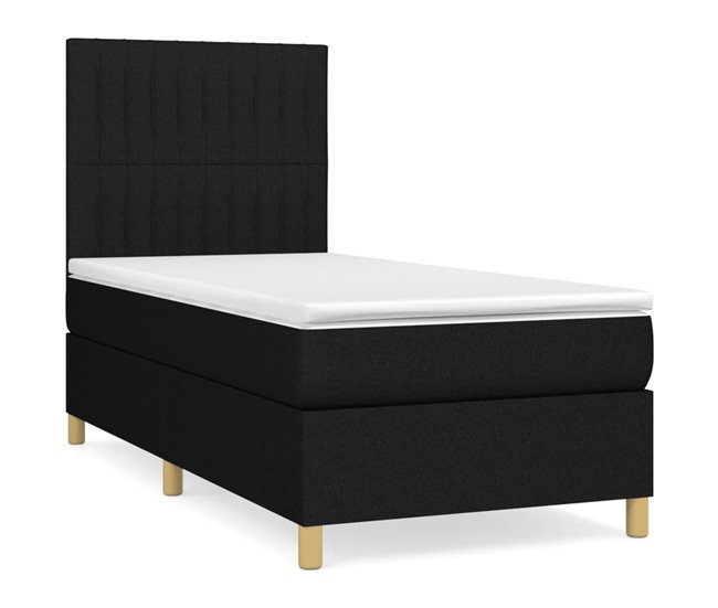 Conforama Cama box spring con colchón tela negro 90x200 cm Rayas verticales
