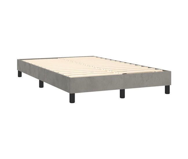 Conforama Cama Box Spring Con Colchón Terciopelo Gris Claro 120x200 Cm Rayas Horizontales