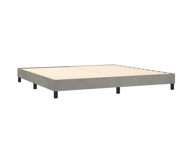Conforama Cama Box Spring Con Colchón Terciopelo Gris Claro 200x200 Cm Diseño De Botones