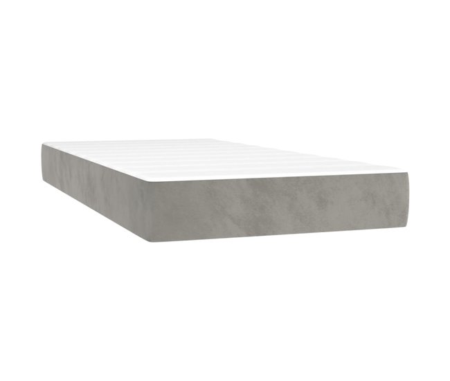 Conforama Cama Box Spring Con Colchón Terciopelo Gris Claro 100x200 Cm Diseño Plano