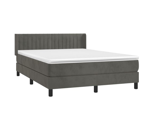 Conforama Cama Box Spring Con Colchón Terciopelo Gris Oscuro 200x200 Cm Diseño Plano