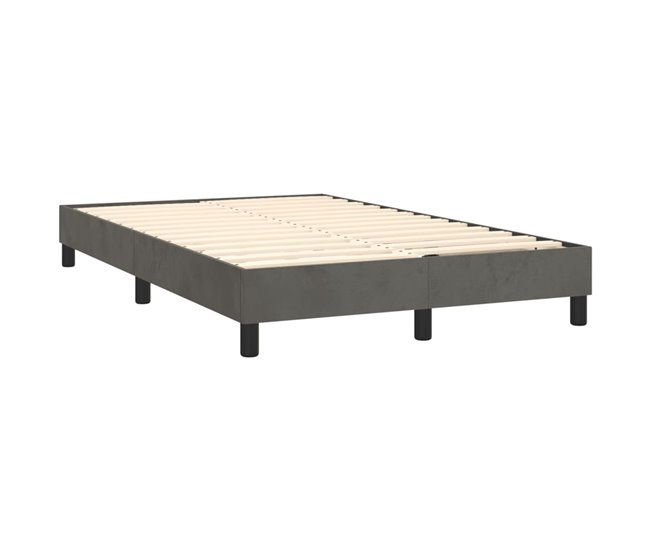 Conforama Cama Box Spring Con Colchón Terciopelo Gris Oscuro 120x200 Cm Botones