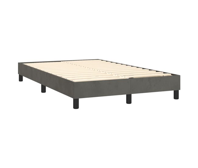 Conforama Cama Box Spring Con Colchón Terciopelo Gris Oscuro 120x200 Cm Diseño De Botones