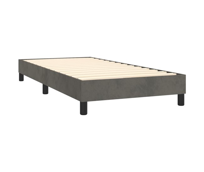 Conforama Cama Box Spring Con Colchón Terciopelo Gris Oscuro 100x200 Cm Bloques Con Cuadros