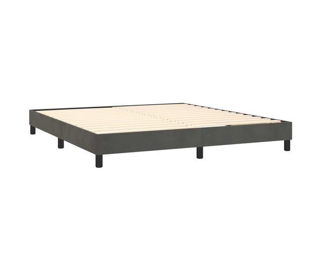 Conforama Cama Box Spring Con Colchón Terciopelo Gris Oscuro 160x200 Cm Diseño Plano