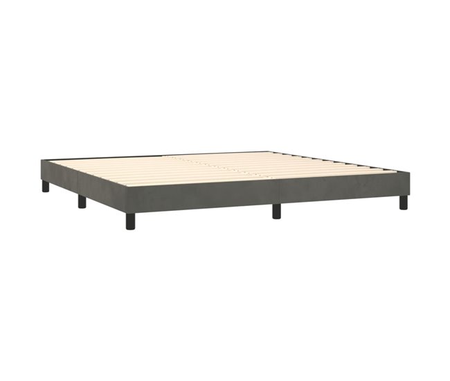 Conforama Cama Box Spring Con Colchón Terciopelo Gris Oscuro 200x200 Cm Botones