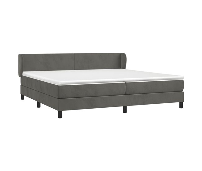 Conforama Cama Box Spring Con Colchón Terciopelo Gris Oscuro 200x200 Cm Diseño Plano