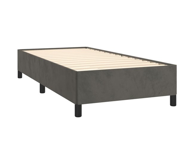 Conforama Cama Box Spring Con Colchón Terciopelo Gris Oscuro 100x200 Cm Rayas Horizontales