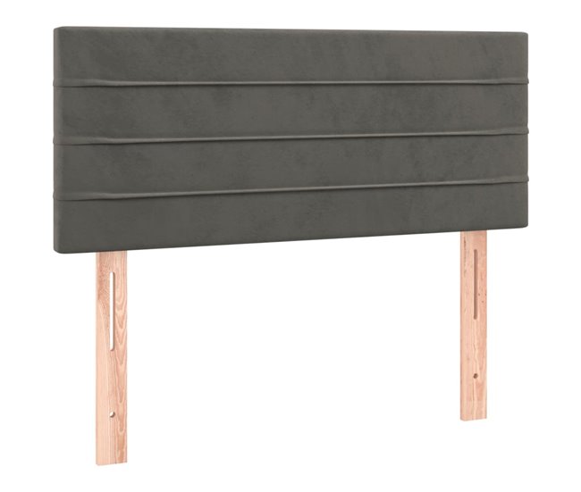 Conforama Cama Box Spring Con Colchón Terciopelo Gris Oscuro 90x200 Cm Rayas Horizontales