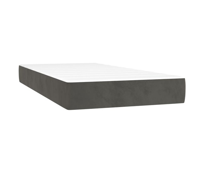 Conforama Cama Box Spring Con Colchón Terciopelo Gris Oscuro 90x200 Cm Rayas Horizontales