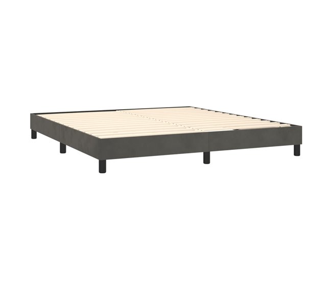 Conforama Cama Box Spring Con Colchón Terciopelo Gris Oscuro 180x200 Cm Diseño Plano