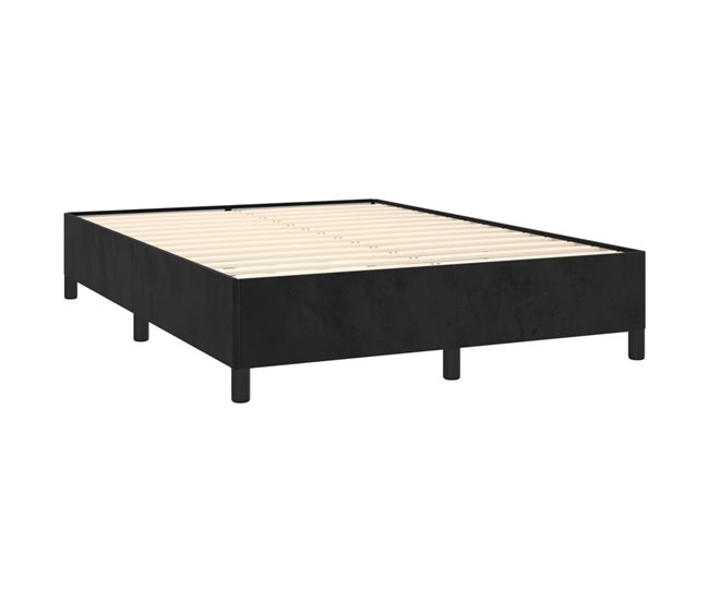 Conforama Cama Box Spring Con Colchón Terciopelo Negro 140x200 Cm Rayas Horizontales