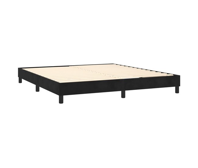 Conforama Cama Box Spring Con Colchón Terciopelo Negro 180x200 Cm Bloques Con Cuadros