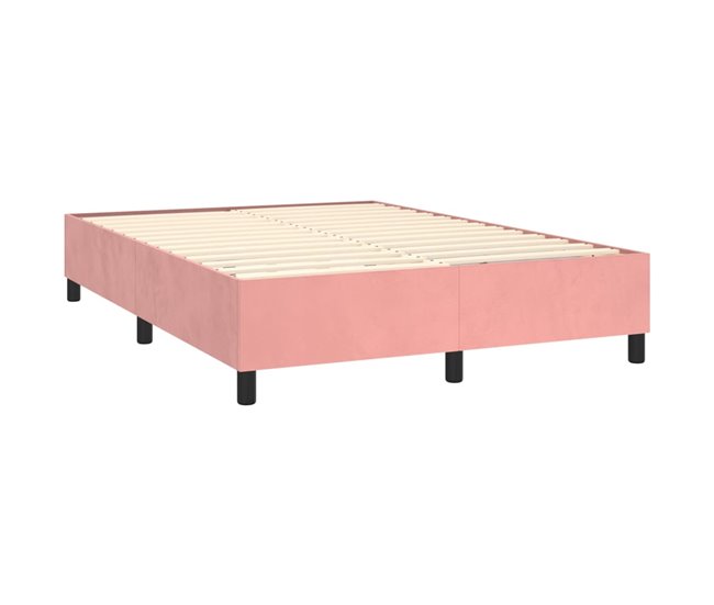 Conforama Cama Box Spring Con Colchón Terciopelo Rosa 140x190 Cm Botones