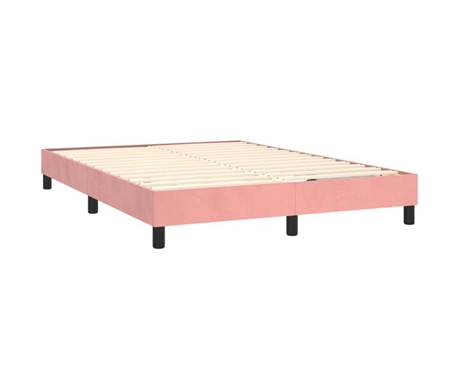 Conforama Cama Box Spring Con Colchón Terciopelo Rosa 140x190 Cm Botones