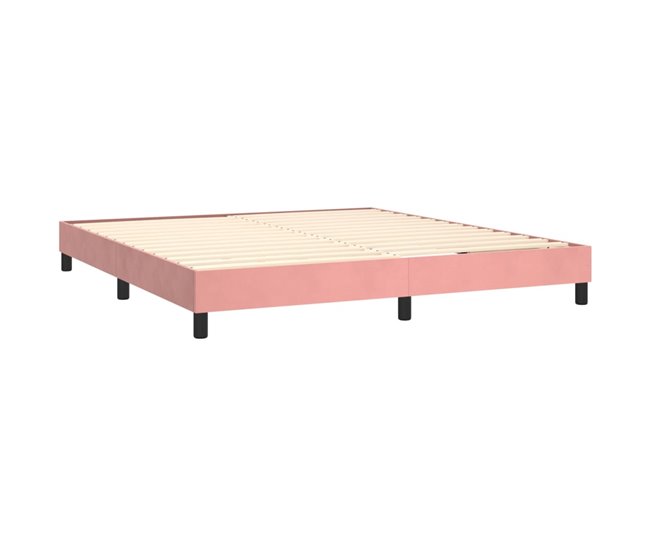Conforama Cama Box Spring Con Colchón Terciopelo Rosa 160x200 Cm Botones