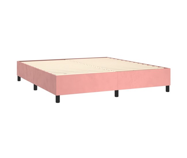 Conforama Cama Box Spring Con Colchón Terciopelo Rosa 180x200 Cm Rayas Verticales