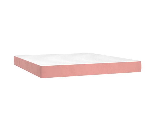 Conforama Cama Box Spring Con Colchón Terciopelo Rosa 180x200 Cm Liso Con Clavos