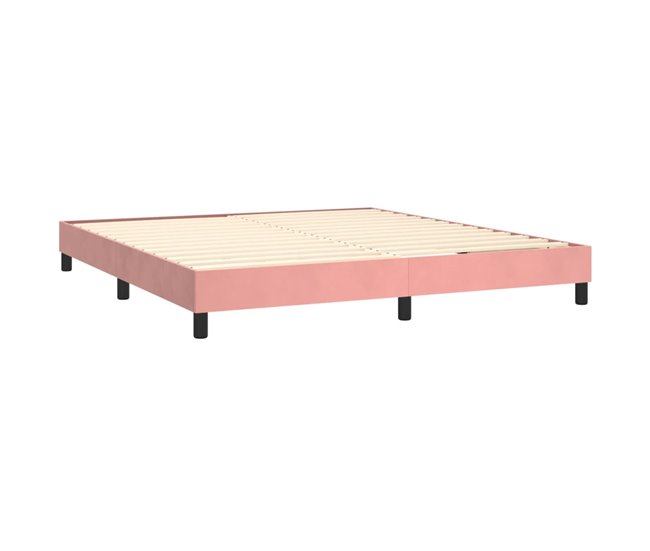 Conforama Cama Box Spring Con Colchón Terciopelo Rosa 180x200 Cm Liso Con Clavos