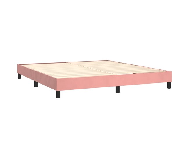 Conforama Cama Box Spring Con Colchón Terciopelo Rosa 180x200 Cm Diseño Plano