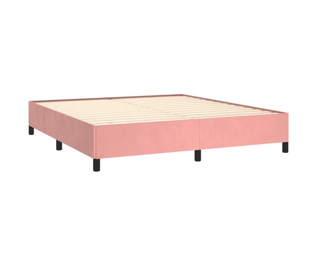 Conforama Cama Box Spring Con Colchón Terciopelo Rosa 180x200 Cm Rayas Verticales