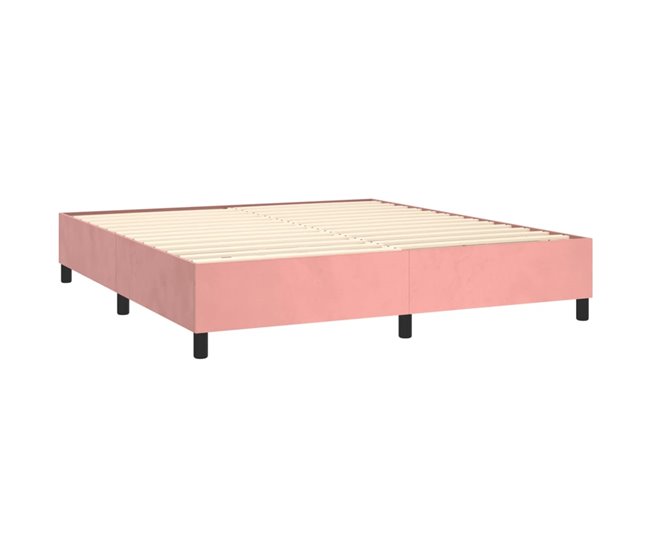 Conforama Cama Box Spring Con Colchón Terciopelo Rosa 180x200 Cm Liso Con Clavos