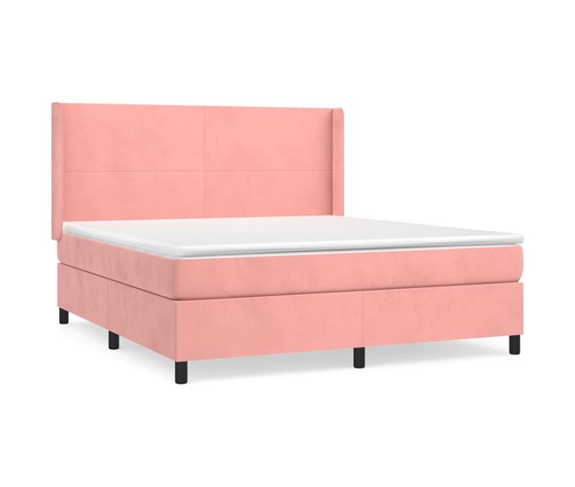 Conforama Cama box spring con colchón terciopelo rosa 180x200 cm Diseño plano
