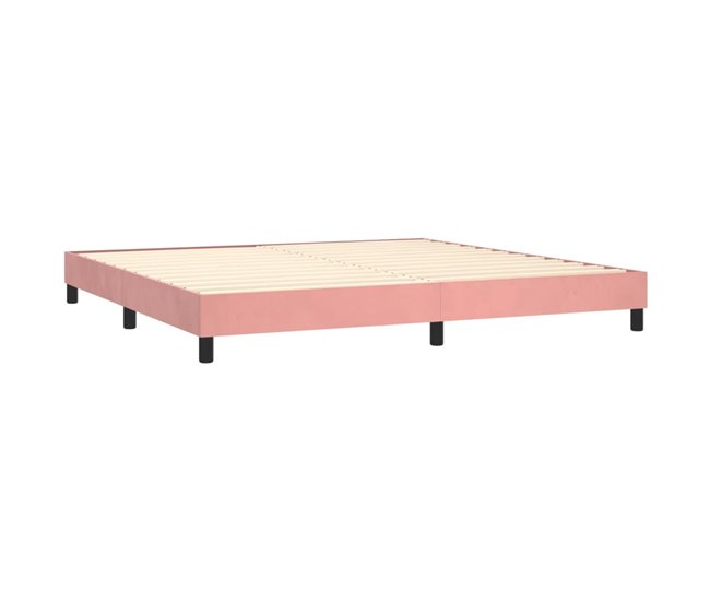 Conforama Cama Box Spring Con Colchón Terciopelo Rosa 200x200 Cm Diseño Plano