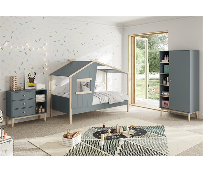 Conforama Cama Cabaña Con Ventana Verde 90x190cm NUBA