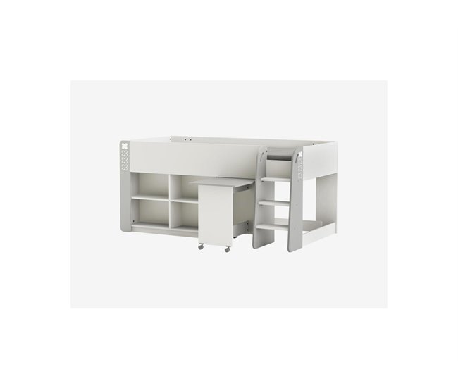 Conforama Cama compacta GAME 90x200 cm blanca y gris