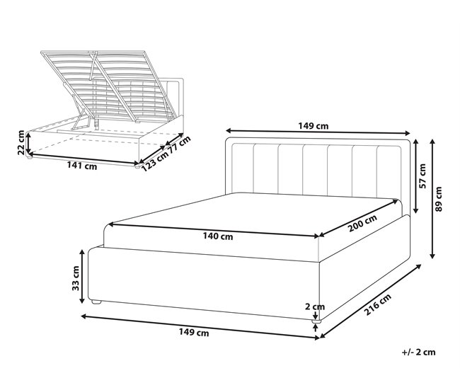 Conforama Cama Con Almacenaje Bouclé MONTLAUR 140 X 200 Cm Blanco