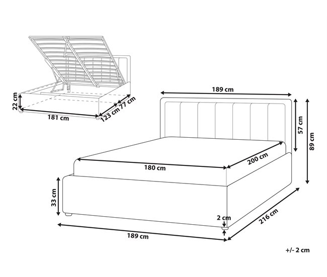 Conforama Cama Con Almacenaje Bouclé MONTLAUR 180 X 200 Cm Blanco