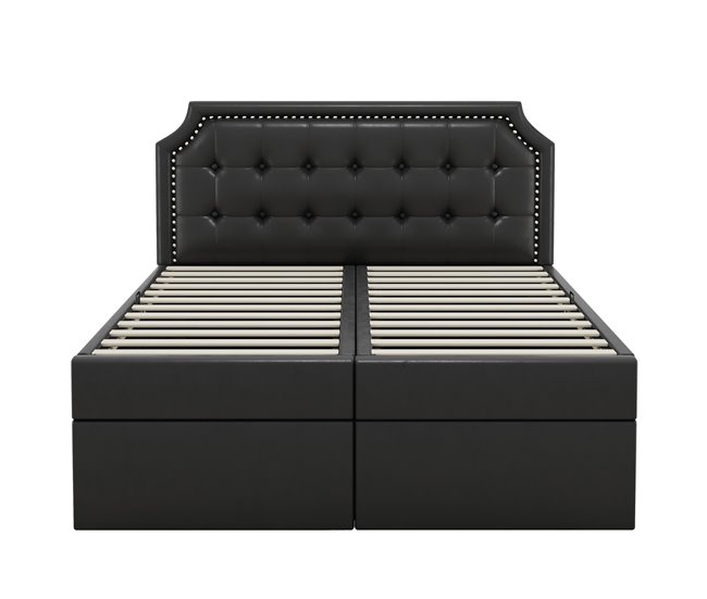 Conforama Cama contenedor 140x200cm acolchada en símil piel - abierta por ambos lados - Negro