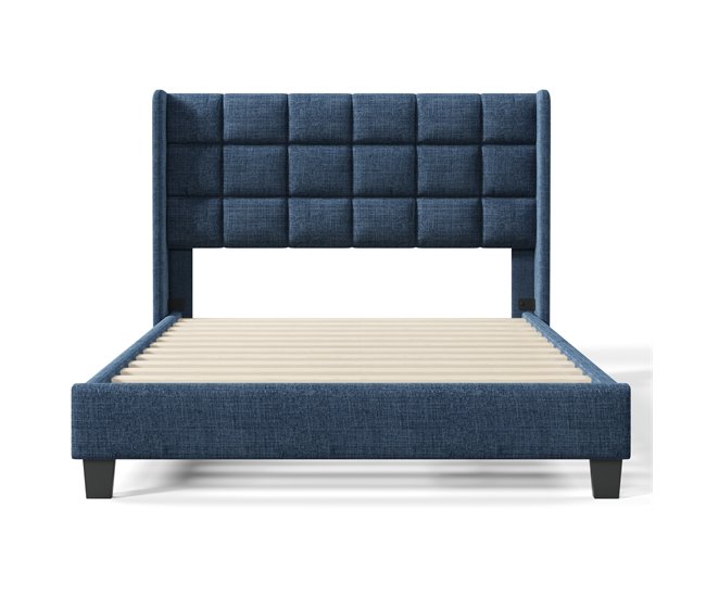 Conforama Cama De Matrimonio De Lino 140x200cm Sin Colchón Azul