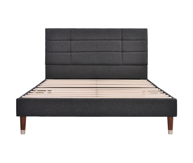 Conforama Cama De Matrimonio De Lino 140x200cm Sin Colchón Gris