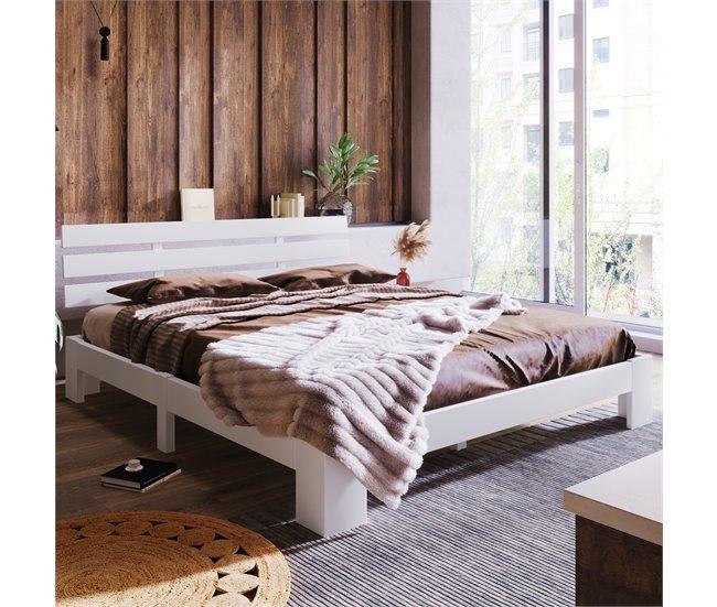 Conforama Cama De Matrimonio De Madera De Pino 140x200cm Blanco