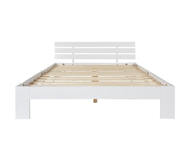 Conforama Cama De Matrimonio De Madera De Pino 140x200cm Blanco