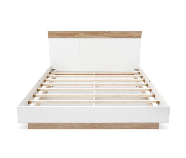 Conforama Cama De Matrimonio De Madera Maciza 180x200cm Sin Colchón Blanco+color Madera