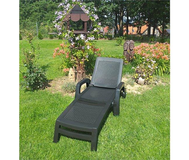Conforama Cama De Sol Dmat Cama De Sol De Jardín Ajustable Con Reposabrazos Tumbona De Exterior 100% Made In Italy 190x46h70 Cm Antracita