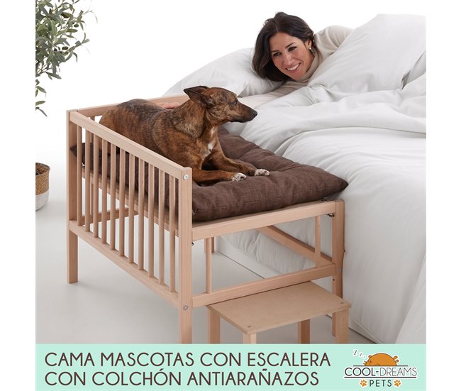 Conforama Cama Elevada Mascotas Con Escalera. Con Colchón Incluido Antiarañazos. Colecho Junto A Tu Perro O Gato. 2 Alturas. Faunatic Basic