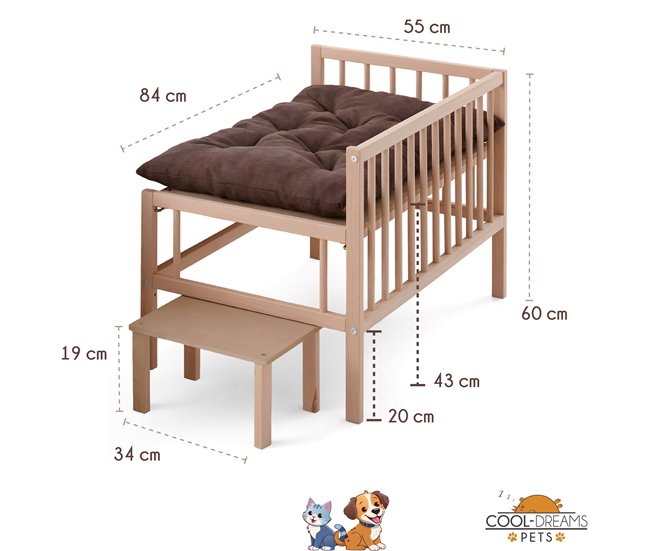 Conforama Cama Elevada Mascotas Con Escalera. Con Colchón Incluido Antiarañazos. Colecho Junto A Tu Perro O Gato. 2 Alturas. Faunatic Basic