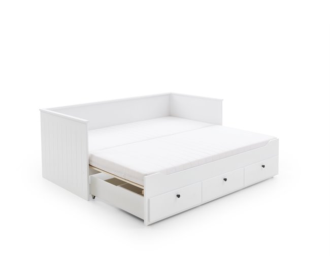 Conforama Cama Extensible 3 Cajones 90/180x200 Cm Blanco NORDLAND