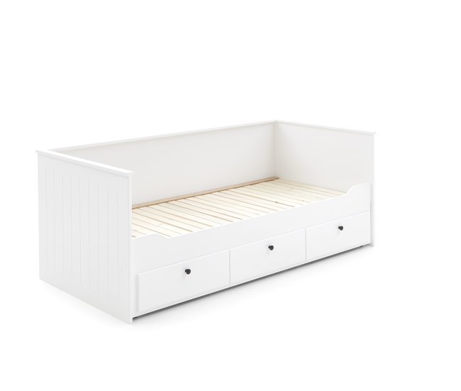 Conforama Cama extensible 3 cajones 90/180x200 cm blanco NORDLAND