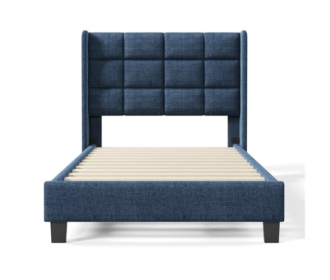 Conforama Cama Individual De Lino 90x200cm Sin Colchón Azul